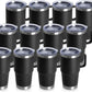 HASLE OUTFITTERS 20oz Tumbler Bulk with Lid, Stainless Steel Tumbler Bulk with Handle, Metal Insulated Travel Coffee Mug Set with Handle, Double Wall Vacuum Leak Proof Tumbler Cup, Black 12 Pack
