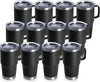 HASLE OUTFITTERS 20oz Tumbler Bulk with Lid, Stainless Steel Tumbler Bulk with Handle, Metal Insulated Travel Coffee Mug Set with Handle, Double Wall Vacuum Leak Proof Tumbler Cup, Black 12 Pack