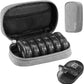 Serfeymi Weekly Travel Pill Organizer 2 Times A Day AM PM Upgraded Black Pill Box 7 Day with Portable Zipper Canvas Pill Case, Medicine Organizer for Pills, Vitamins, Supplements, Fish Oils - Grey 01