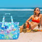 Waterproof Beach Tote Pool Bags for Women Ladies Extra Large Gym Tote Carry On Bag With Wet Compartment for Weekender Travel