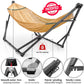 Tranquillo Universal Hammock with Stands Electro Static Coated Steel, Adjustable Foldable Hammock Stand with 2 Layered Polyester Net and Carry Bag for 2 Persons (Combo - Yellow)