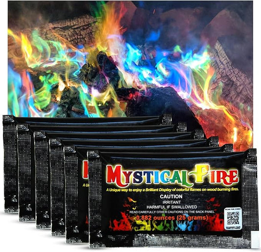 Mystical Fire Color Changing Packets Fire Pits Campfire Enchanted Multi-Color Magical Fun for Indoor Fireplace or Outdoor Use- Pulsating Flame Colorant- 0.882 Ounces 50pk