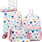 Kid’s Luggage Set 5 Piece Suitcase Set 16’’ Hardside Luggage with Spinner Wheels Girls Carry on Toddler Travel Rolling Suitcase Carry on Luggage Airline Approved