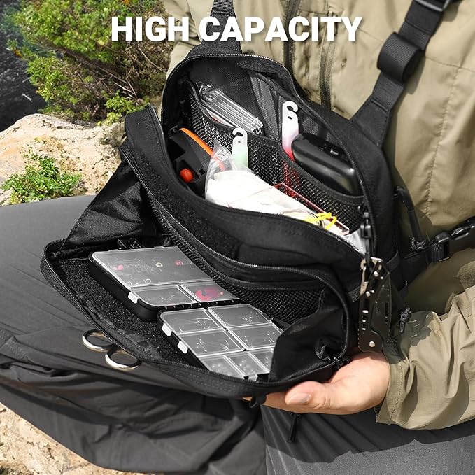 Fishing Chest Pack, Fly Fishing Bag for Men and Women, Tackle and Fly Boxes Storage Pack, Hunting Binocular Pack