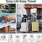 mixi Checked Luggage with Cup Phone Holder and Charger Hard Shell Suitcases with Spinner Wheels, 24 Inch Lark Yellow