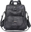 PU Leather Backpack Purse for Women Fashion Multipurpose Design Handbag Ladies Shoulder Bags Travel Backpack Black