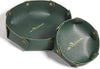 Leather Valet Trays,Premium Catchall Trays,Jewelry Trays, Folding Travel Organizer,Decorative Desk Organizer for RPG Game Players, Office/Home Organization Baskets(2PCS) (Green)