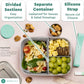 Everusely - Bento Box - Green, 47oz / 1.4 L - Stainless Steel Lunch Box with Leakproof Condiment Container - 3 Compartment Snack Organizer for On the Go Meals - Freezer & Dishwasher Safe