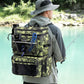 HXLGMD Fishing Backpack with Rod Holders, Double Layer Large Water-resistant Tackle Bag Store Gear with Cooler, Green