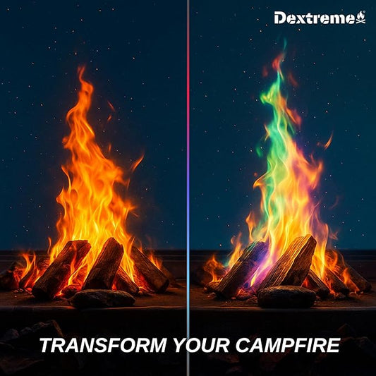 Dextreme Fire Color Changing Packets - Fire Color Packets, Color Changer for Campfires, Fire Pits, and Fireplaces, Longer Lasting Burn Time, Safe and Non-Toxic (25 Pack)