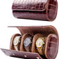 MR.OKAY 3 Watch Travel Case-Classic Leather Watch Case With Superb Texture. (Portable Watch Roll Or Organizer For Storage And Display).Festival Gift For Men, All Handcrafted By Artisans.