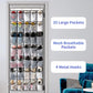 35 Pockets Over the Door Shoe Organizer, Hanging Shoe Organizer for Door with 35 Mesh Pockets Large Capacity Shoe Hanging Storage Bag with 4 Metal Hooks (White-1Pack)