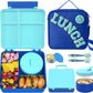 Kids Bento Lunch Box with 8oz Soup Thermo, Kids Leakproof Lunch Food Containers with 4 Compartment,Insulated Hot Food Jar with Lunch Bag for School, Travel (Blue)