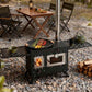 Large Outdoor Camping Cooking Stove with Oven Portable Hot Tent Stove with Pellet Bin Burner Chimney