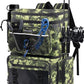 HXLGMD Fishing Backpack with Rod Holders, Double Layer Large Water-resistant Tackle Bag Store Gear with Cooler, Green