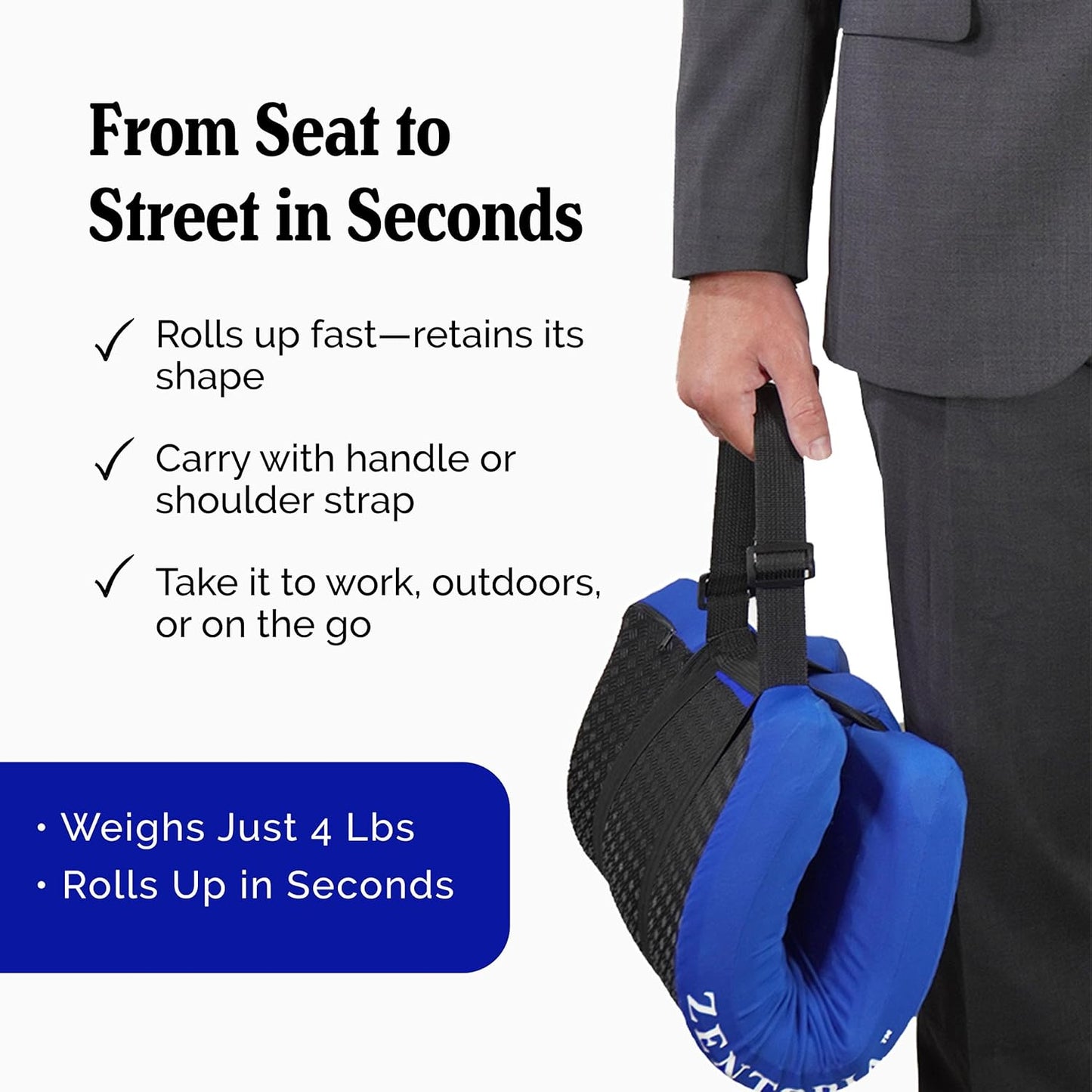 Gel and Memory Foam Seat Cushion – Office – Ergonomic Cushion Pad for Tailbone Pain - Desk Chair Car Seat Cushion Driving - Sciatica & Back Pain Relief (Blue)