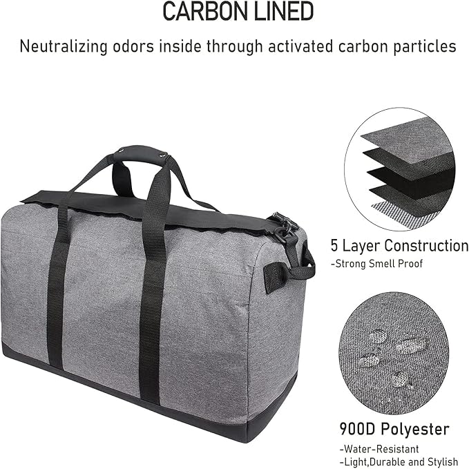 FIREDOG Smell Proof Duffle Bag, Large Smell Proof Bag for Travel Storage