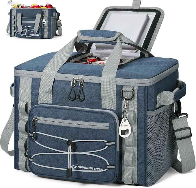 Maelstrom Soft Sided Cooler Bag, 30/40 Can Collapsible Insulated Ice Chest, Large Leakproof Portable Storage for Camping, Travel, Kayaking & Beach