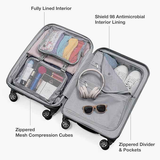 Traveler's Choice Pagosa Hardshell Expandable Luggage with Spinner Wheels, Gray, 2-Piece Set (22/26)