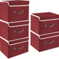 TYEERS Foldable Storage Boxes with Lids 5 Pack Fabric Storage Bins with Lids, Closet Organizers for Clothes Storage, Room Organization, Office Storage, Toys - Red Wine