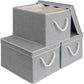 StorageWorks Storage Bins with Lids, Decorative Storage Boxes with Lid and Soft Rope Handles, Foldable Storage Baskets for Closet, Shelves, Stackable, 3-Pack, Gray, Jumbo