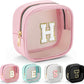 YOOLIFE Initial Make Up Bag Travel Toiletry Bag, Clear Makeup Bag Preppy Cosmetic Bags Organizer Travel Essentials Gifts for Women Teen Girlfriend Teacher Mom Birthday Mothers Day Gifts