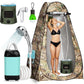 Portable Camping Shower, Pop Up Shower Privacy Tent Kit with LED Lights, 4500mAh Rechargeable Shower Pump, Filtered Shower Head & 7.4 Gallons Foldable Bucket, Outdoor Shower for Hiking Beach, Travel
