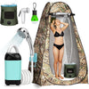Portable Camping Shower, Pop Up Shower Privacy Tent Kit with LED Lights, 4500mAh Rechargeable Shower Pump, Filtered Shower Head & 7.4 Gallons Foldable Bucket, Outdoor Shower for Hiking Beach, Travel