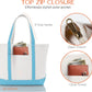 CB STATION Medium Classic Canvas Tote Bag for Women, Top Zipper Closure, Outer Pocket, Daily Essentials, Groceries, Traveling