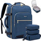 LOVEVOOK Travel Backpack for Women & Men 40L,Airline Approved Carry On Backpack Travel Essentials,TSA Carry on Luggage,Waterproof Personal Item Travel Bag,Suitcase with 3 Packing Cubes,Dark blue-Black