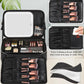 Relavel Makeup Bag with LED Mirror Travel Train Case Large Cosmetic Bags Organizer with Lighted Up Mirror with 3 Color Lights, Adjustable Brightness, Adjustable Dividers and Shoulder Strap (Black)