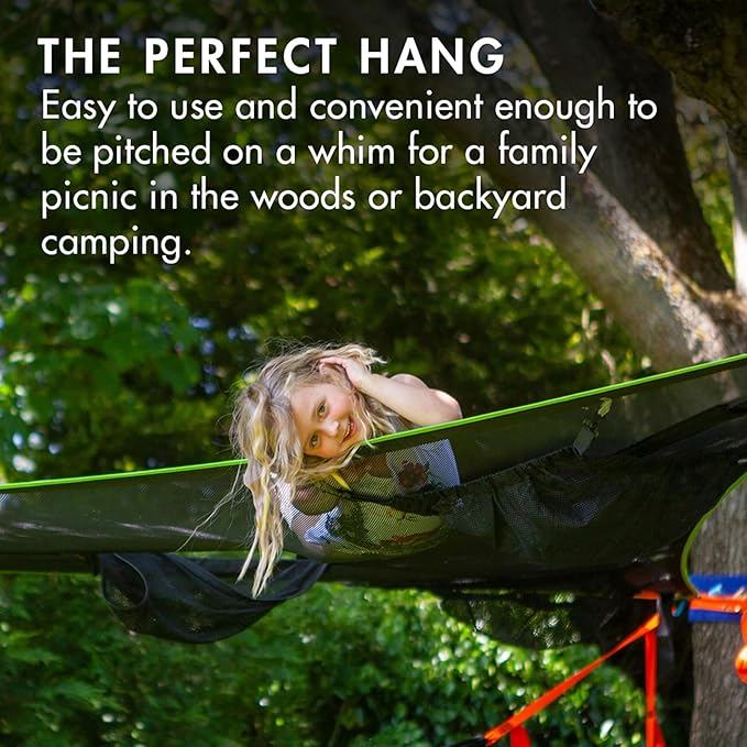 Tentsile Trillium Giant Hammock, The Original Tree Tent Company, 3 Adult Capacity, Anti-Roll, Central Hatch, Ratches and Straps Included, Designed in The UK (3 Person, Black Mesh)