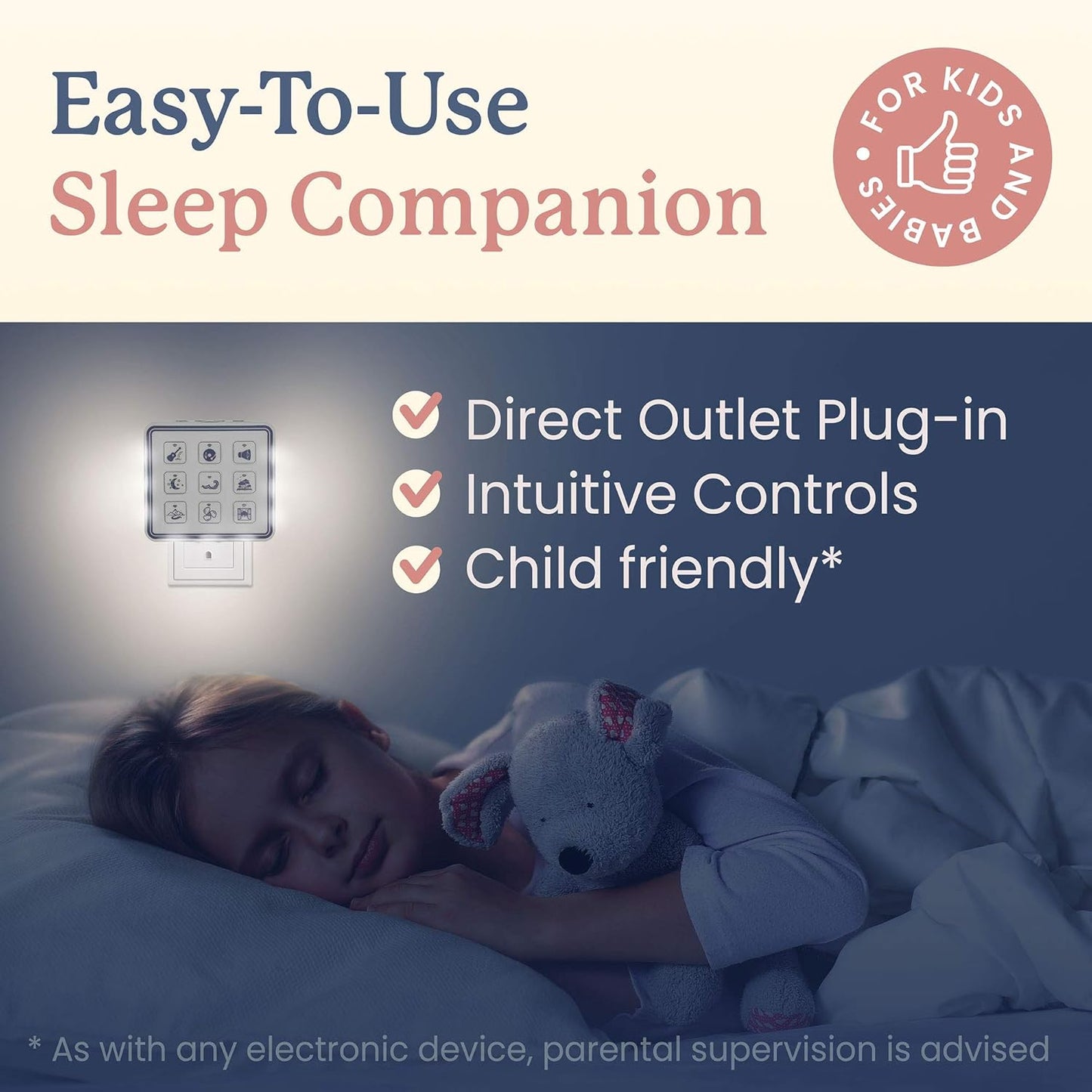 Plug In White Noise Sound Machine for Baby Sleep & Adults, Hallway & Bathroom Noise Blocker, Outlet Sound Machine for Office Privacy & Home Use with Adjustable Night Light & Memory Function by Calm Me