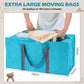 8 Pack Extra Large Moving Bags Heavy Duty Packing Bags with Extra Long Handles and Zippers Storage Totes for College Students Room Dorm Essentials Packing Supplies(Blue)