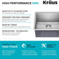 KRAUS Kore 23-Inch Undermount Workstation Single Bowl 16 Gauge Deep Laundry Utility Stainless Steel Kitchen Sink with Accessories, KWU100-23L