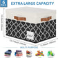 GhvyenntteS Extra Large Storage Bins with Lids, Foldable Fabric Storage Boxes with Lids and 3 Leather Handles, Sturdy Storage Baskets with Label Window (6 Pack, White&Lattice Black)