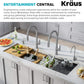 KRAUS Kore 57-inch Undermount Workstation 16 Gauge Single Bowl Stainless Steel Kitchen Sink with 10 Accessories, KWU210-57