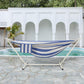 LazyDaze Hammocks Double Hammock with Stand - 2 Person Heavy Duty Outdoor Hammock for Adults, Includes Durable Steel Stand, Portable Carrying Bag and Pillow, Blue White