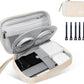 Electronics Travel Organizer,Portable Waterproof Electronic Travel Storage Bag for Small Charging Cord Storage,Charger,Small Electronics,SD Card,with 5 Cable Ties,for Travel,Business-Beige