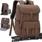 RAINSMORE Camera Bag Backpack for DSLR/SLR Mirrorless 15.6 Inch Laptop Camera Back Pack for Photographers Anti-Theft Photography Bags Case with Tripod Holder & Rain Cover, Coffee