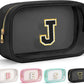YOOLIFE Initial Travel Essentials Makeup Bag, Skin Care Clear Toiletry Bag Pouch Cosmetic Bag Case Large Makeup Bag Personalized Birthday Gifts for Women Birthday Gifts for Her Wife Black J