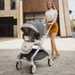 Hot Mom Baby Lightweight Stroller, Intelligent Seat Reversing，Double Brake and PU Anti-Shock Tire Combine Baby Pushchair, Newborn to Toddler's Baby Stroller, Grey