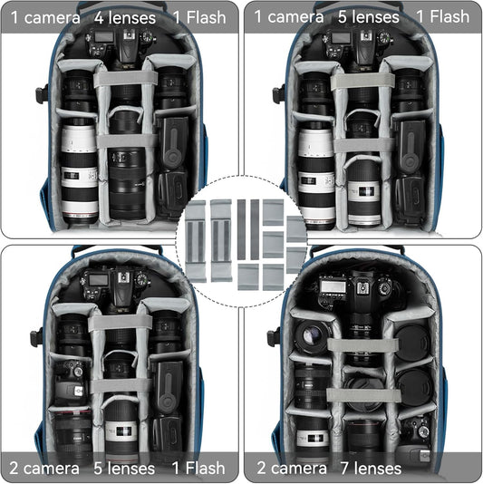 TORIBIO Camera Backpack, Hardshell DSLR Photography Camera Bag, Waterproof Hard Shell Camera Case with Tripod Holder & 15.6" Laptop Compartment Compatible with Canon/Nikon/Sony/DJI Mavic Drone