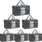 VENO 6 Pack Moving Bags, Comforter and Blanket Storage Bags for Closet, Moving Boxes, Boxes with Lids Alternative, College Dorm Packing Supplies, Foldable Heavy-Duty Tote with Window (Gray, 6 Pack)
