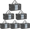 VENO 6 Pack Moving Bags, Comforter and Blanket Storage Bags for Closet, Moving Boxes, Boxes with Lids Alternative, College Dorm Packing Supplies, Foldable Heavy-Duty Tote with Window (Gray, 6 Pack)