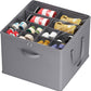 Lifewit Shoe Storage Organizer for Closet, Fits 12-16 Pairs, Large Shoe Box Storage Containers with Clear Cover and Reinforced Handles, Foldable Storage Bins Fit for Boots Heels Sneakers, 1 Pack Gray