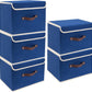 TYEERS Foldable Storage Boxes with Lids 5 Pack Fabric Storage Bins with Lids, Closet Organizers for Clothes Storage, Room Organization, Office Storage, Toys - Classic Blue