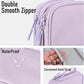 Leather Travel Electronic Organizer - Double Layer, Waterproof Case for Cables, Chargers, Phones & More - Portable, Shockproof Pouch for All Your Electronics Accessories (Light Purple, M)