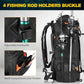 Kalkal Fishing Tackle Backpack, 51L Water-Resistant Fishing Backpack with Cooler & 4 Rod Holder, Sunglasses Pocket, Fishing Tackle Bag Storage Fishing Gear, Fishing Gifts for Men Father