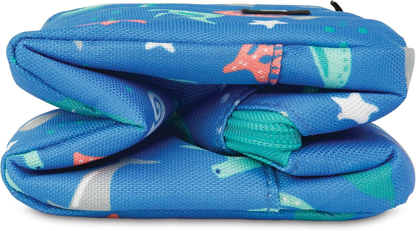 PackIt Freezable Snack Box, Sea Shark, Built with ECOFREEZE® Technology, Collapsible, Reusable, Zip Closure with Buckle Handle, Designed For Work Snacks, Fresh Snacks On the Go, Adults, and All Ages